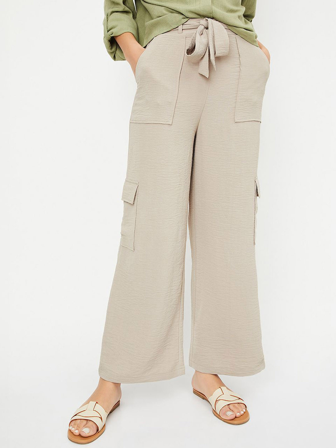 max Women Solid Cargos Trousers