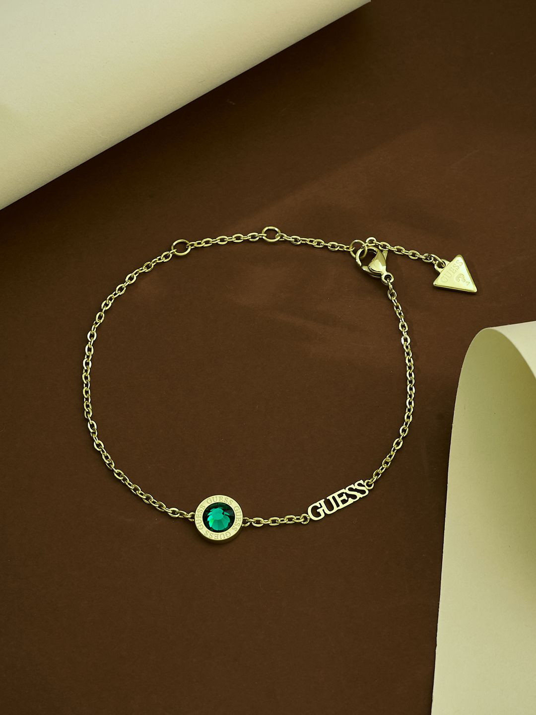 GUESS Color My Day Women Stainless Steel Anti-Tarnish Gold-Plated Chain Barcelet
