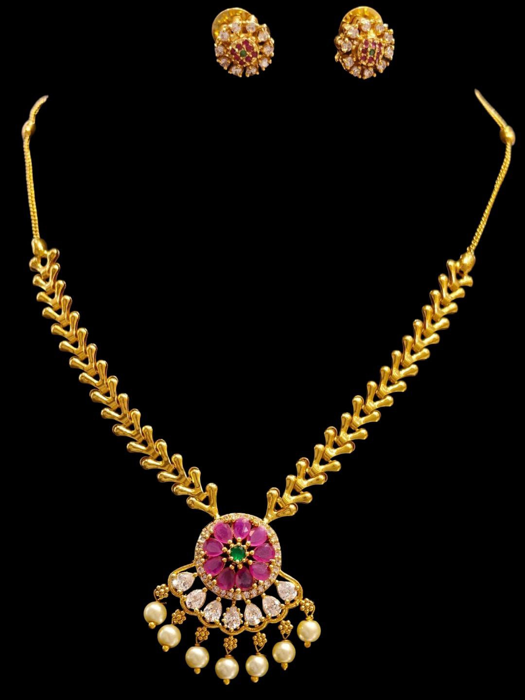 fashion trends Gold-Plated Cubic Zirconia Studded Jewellery Set