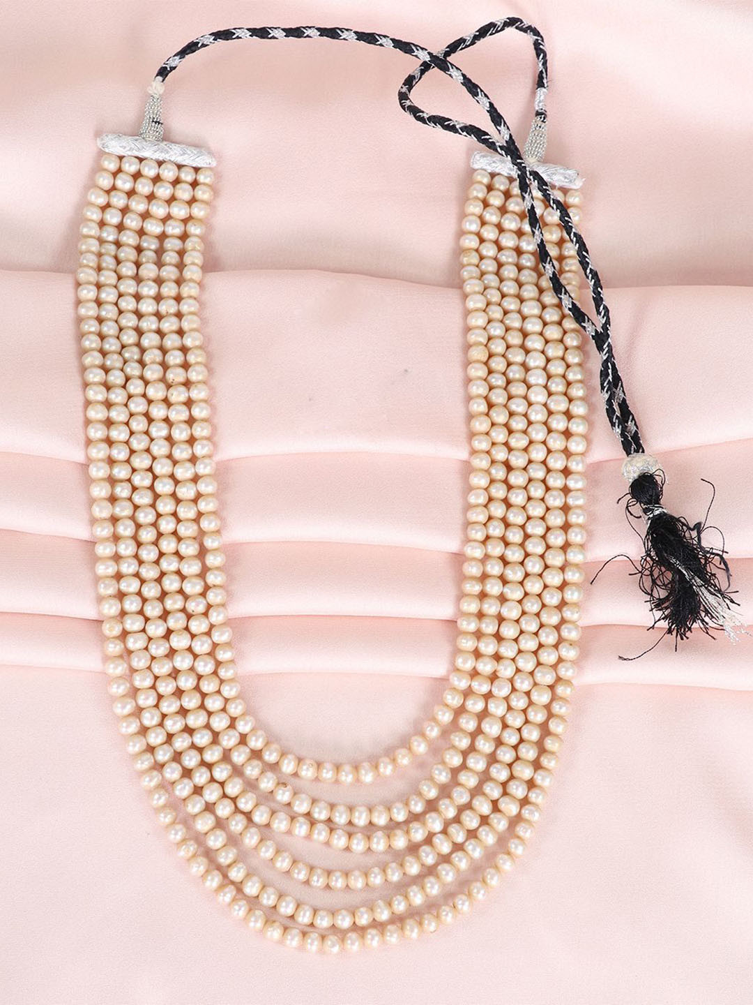 Raj Gems Natural Golden Freshwater Pearls Gemstone Beaded Necklace Jewellery