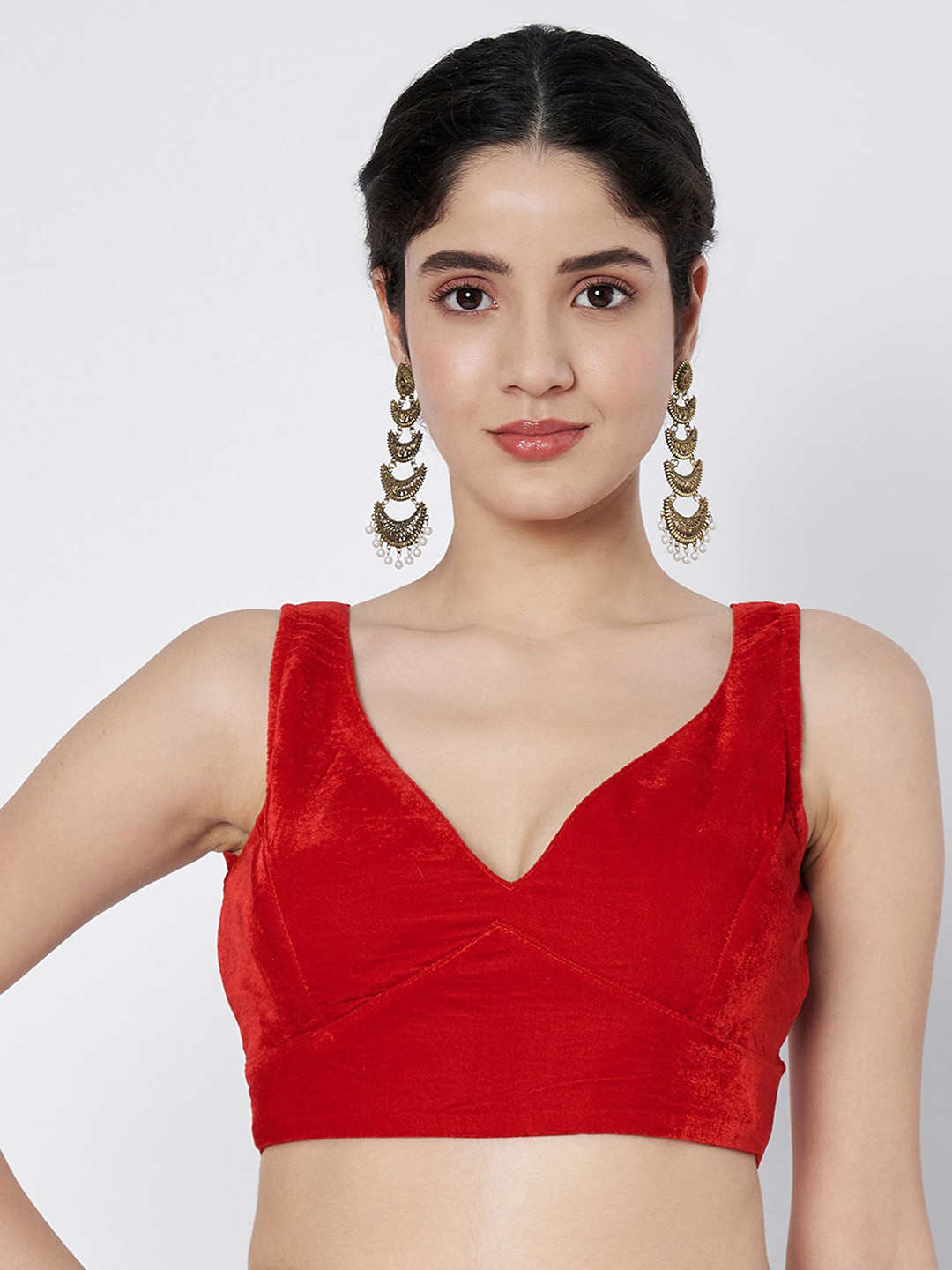 flaher V-Neck Saree Blouse