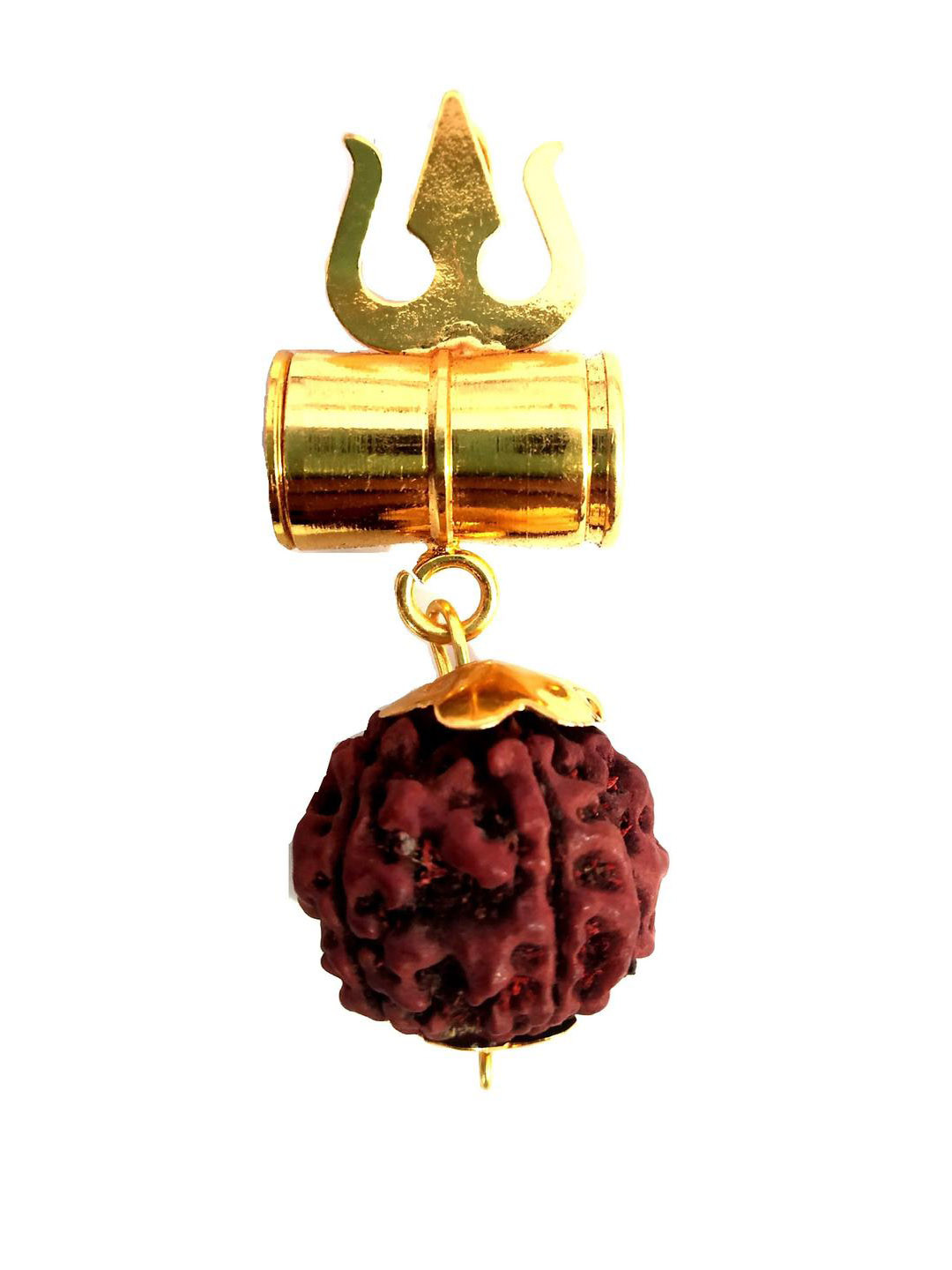 AURRA STORES Brass-Plated Trishul Damru Rudraksha Pendant