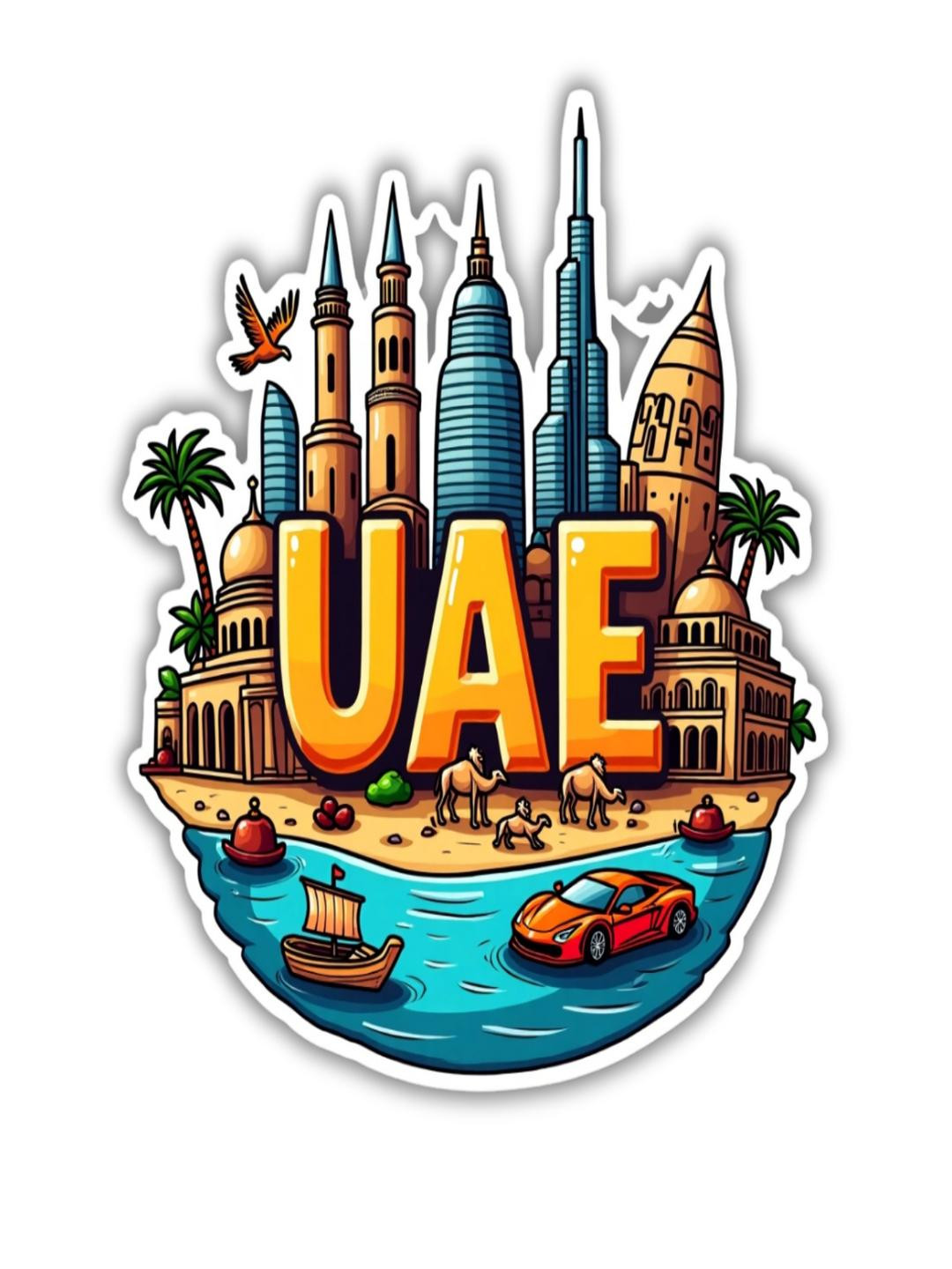 UAE Country Theme Souvenir Wooden Refrigerator Stylish Fridge Magnet