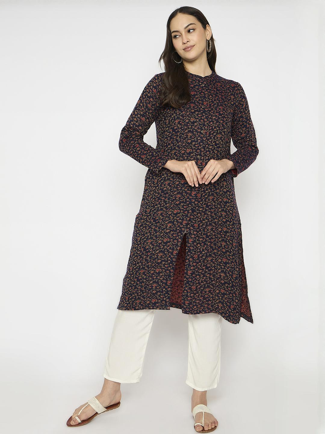 VIAZAA Women Navy Blue Kurtis