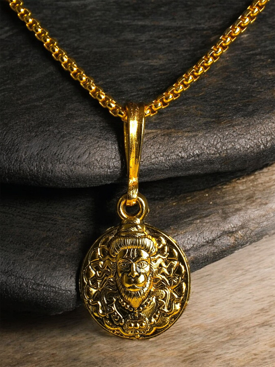 Japam Mahabali Hanuman Ji Circular-Shaped Pendant with Chains