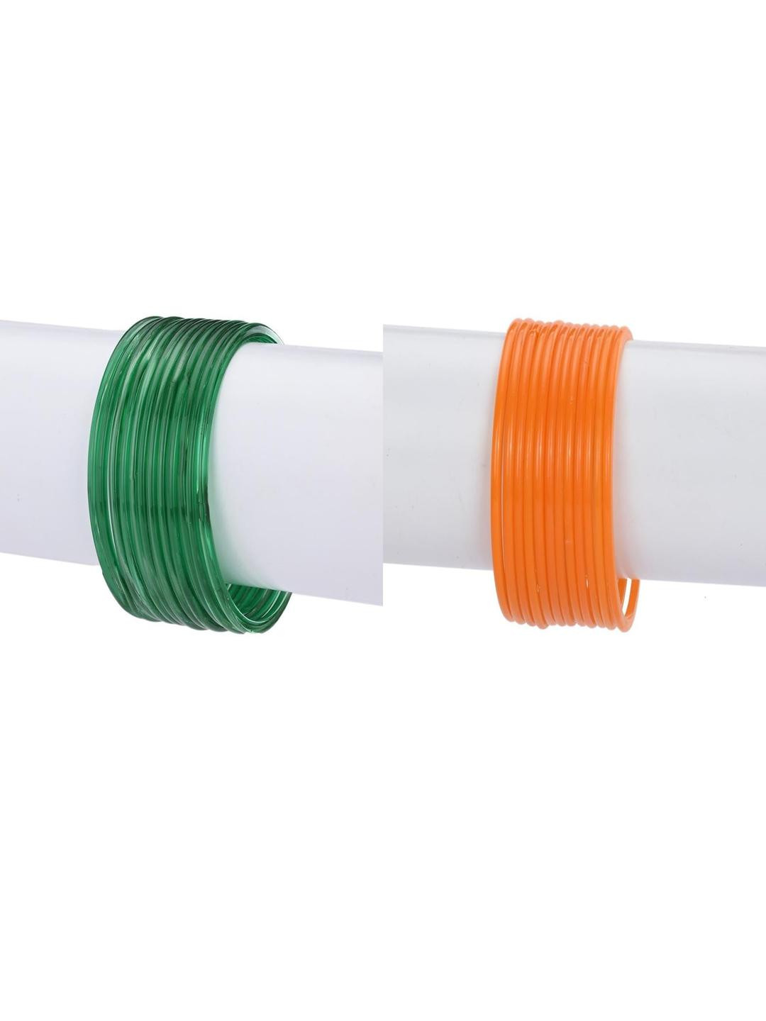 SOMIL 24Pcs Green and Orange Glass Bangles