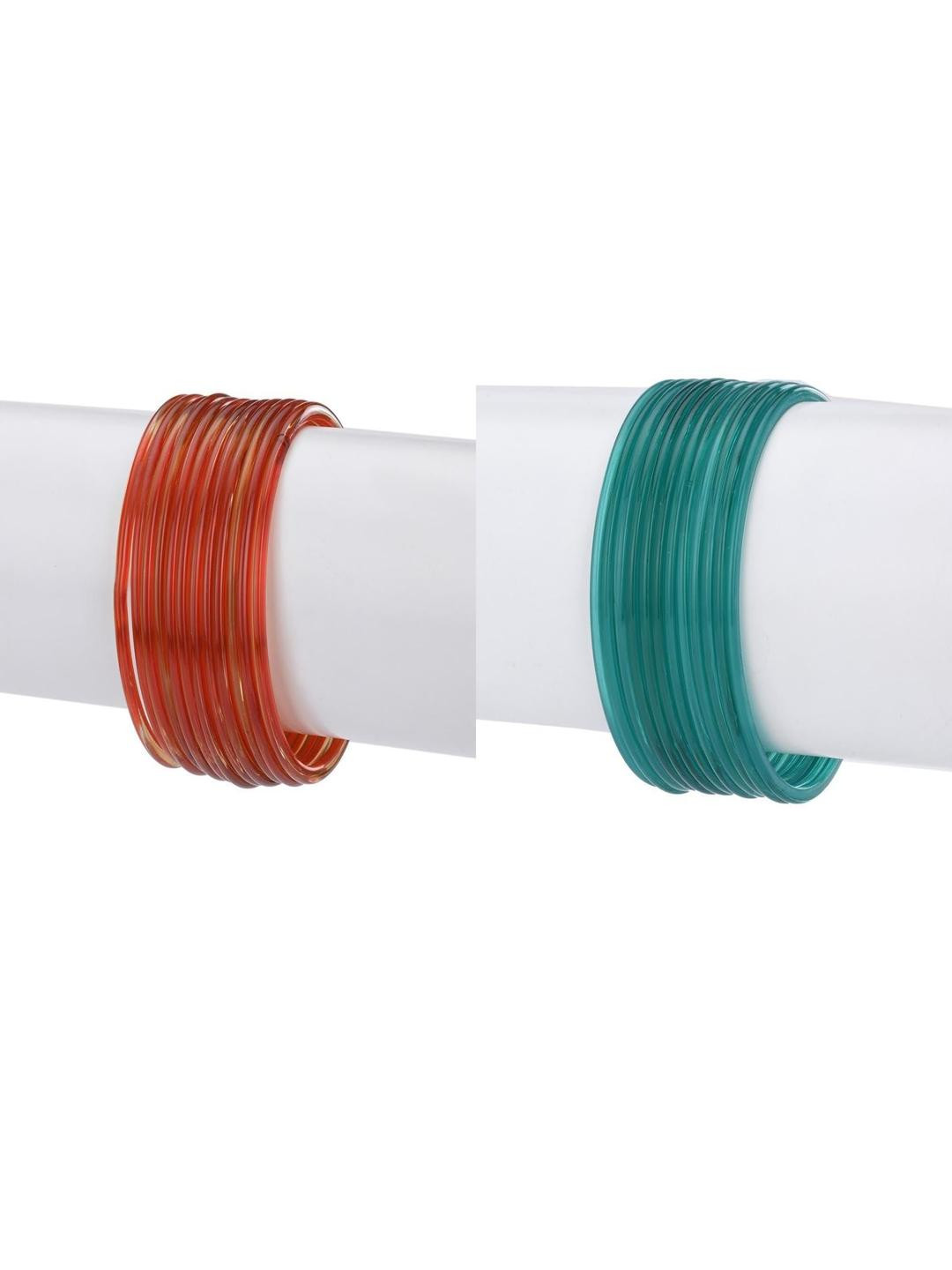SOMIL Set of 2 Red & Green Glass Bangles