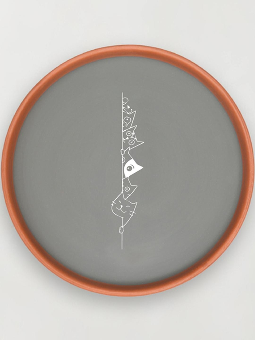 ALMIRO TREE Quircky Cat Art Theme Clay Matte Hanging Hall Wall Plates-8In