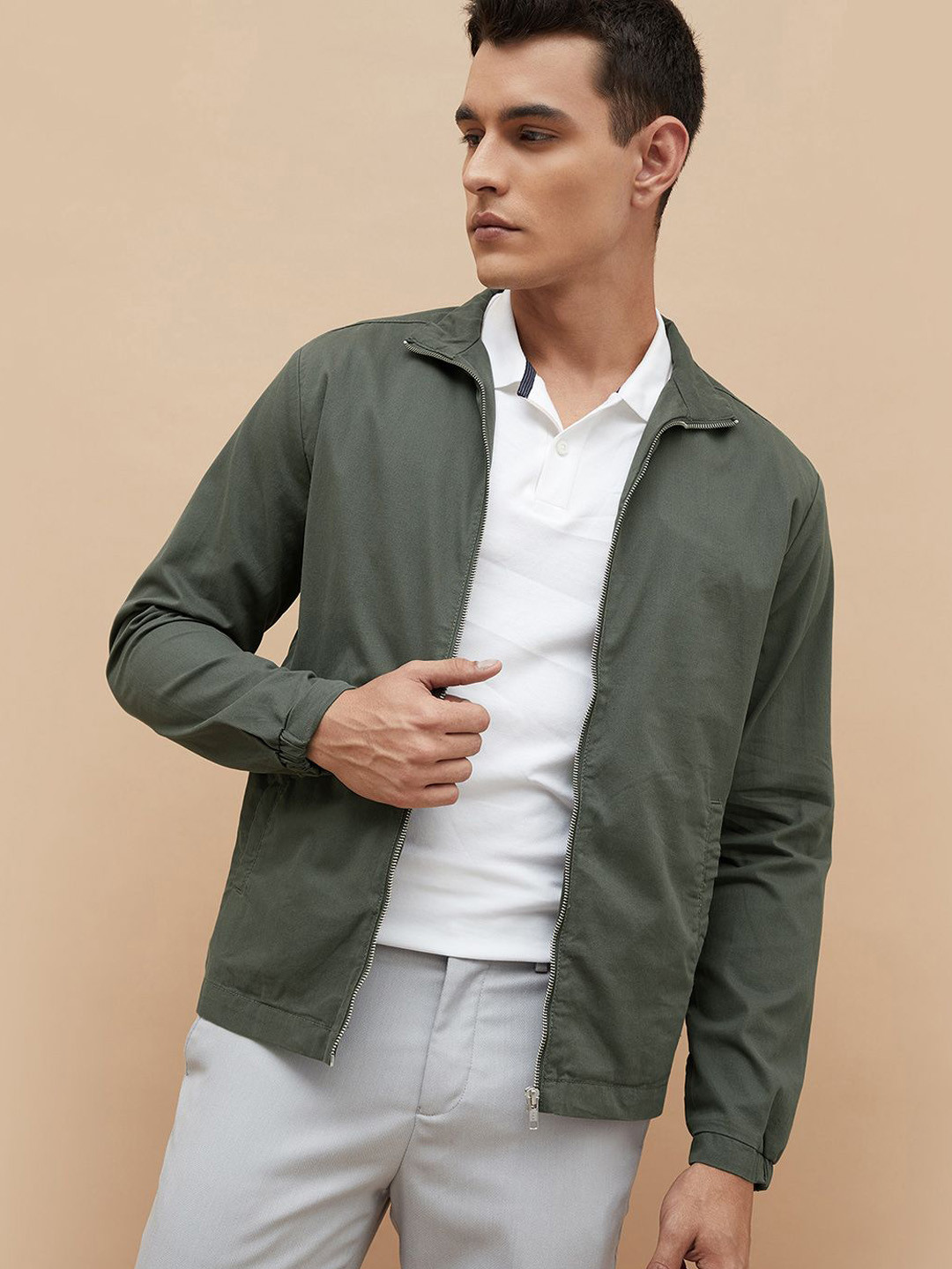 CODE by Lifestyle Men Mock Collar Solid Casual Bomber Jacket