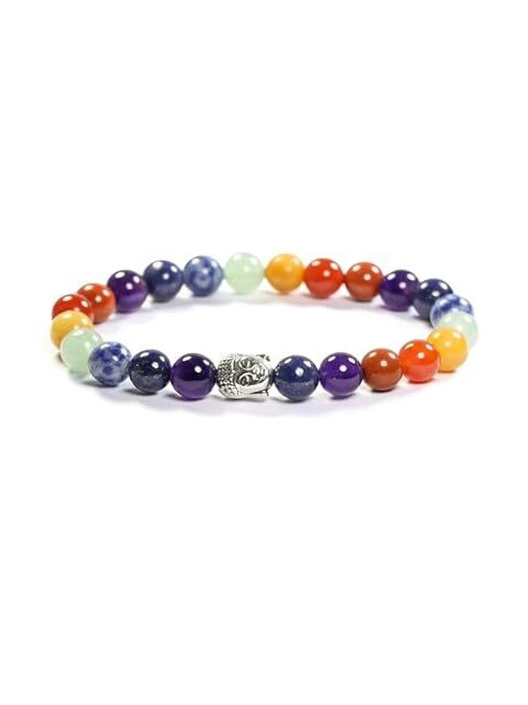 VIBESLE Adult Multi Color Buddha Crystal Beaded Bracelet