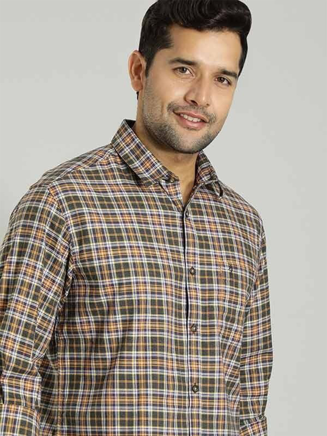 Indian Terrain Men Tartan Checks Cotton Slim Fit Casual Shirt