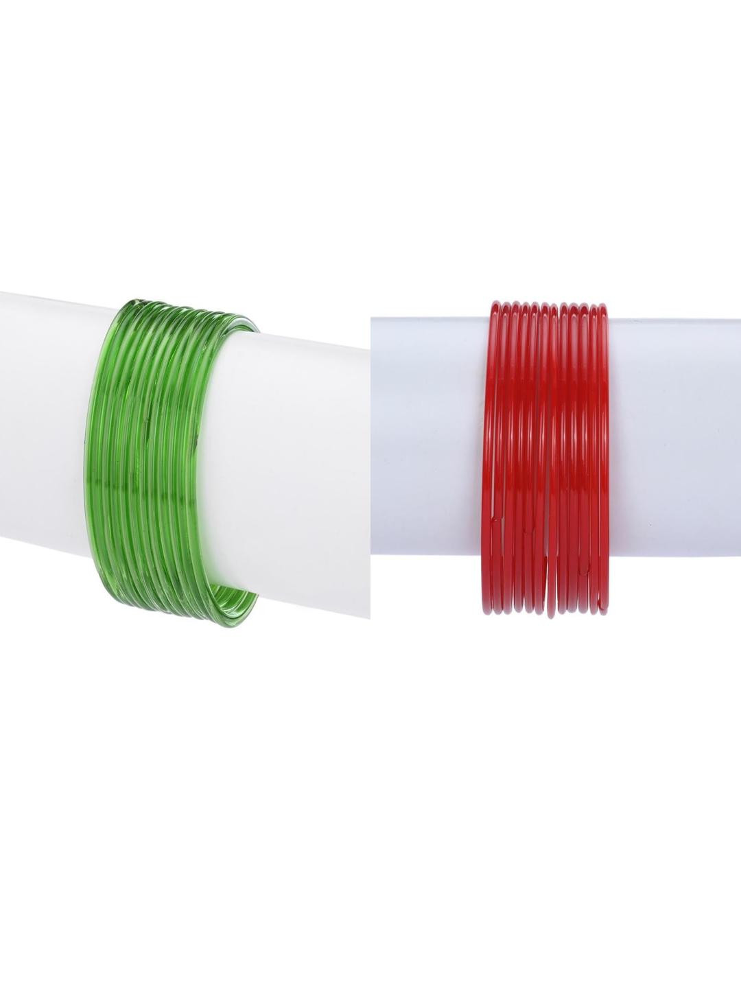 1ST TIME Women Green Glass Bangles