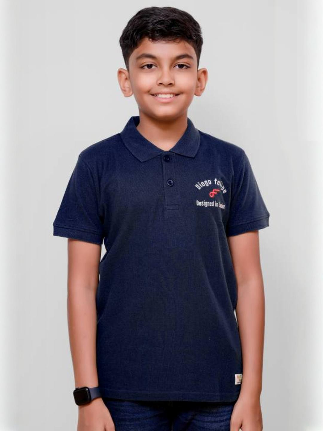 DIEGO FELIPE Boys Navy Blue Tshirts