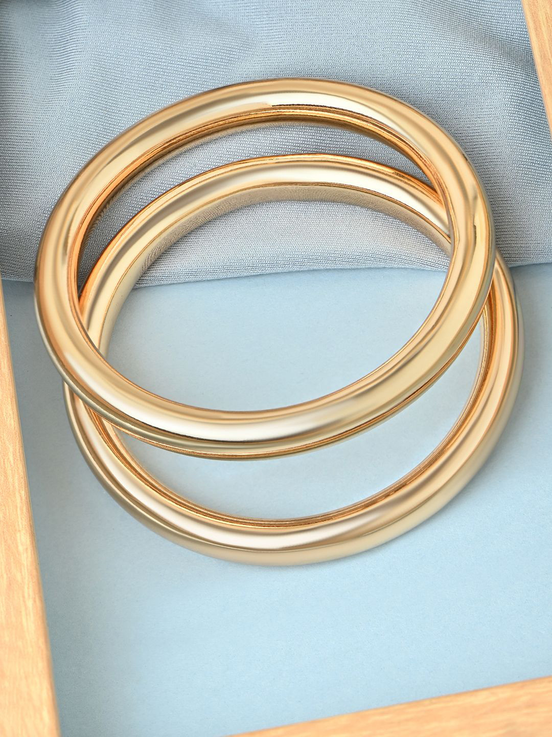 ToniQ Set Of 2 Gold-Plated Classic Round Bangles