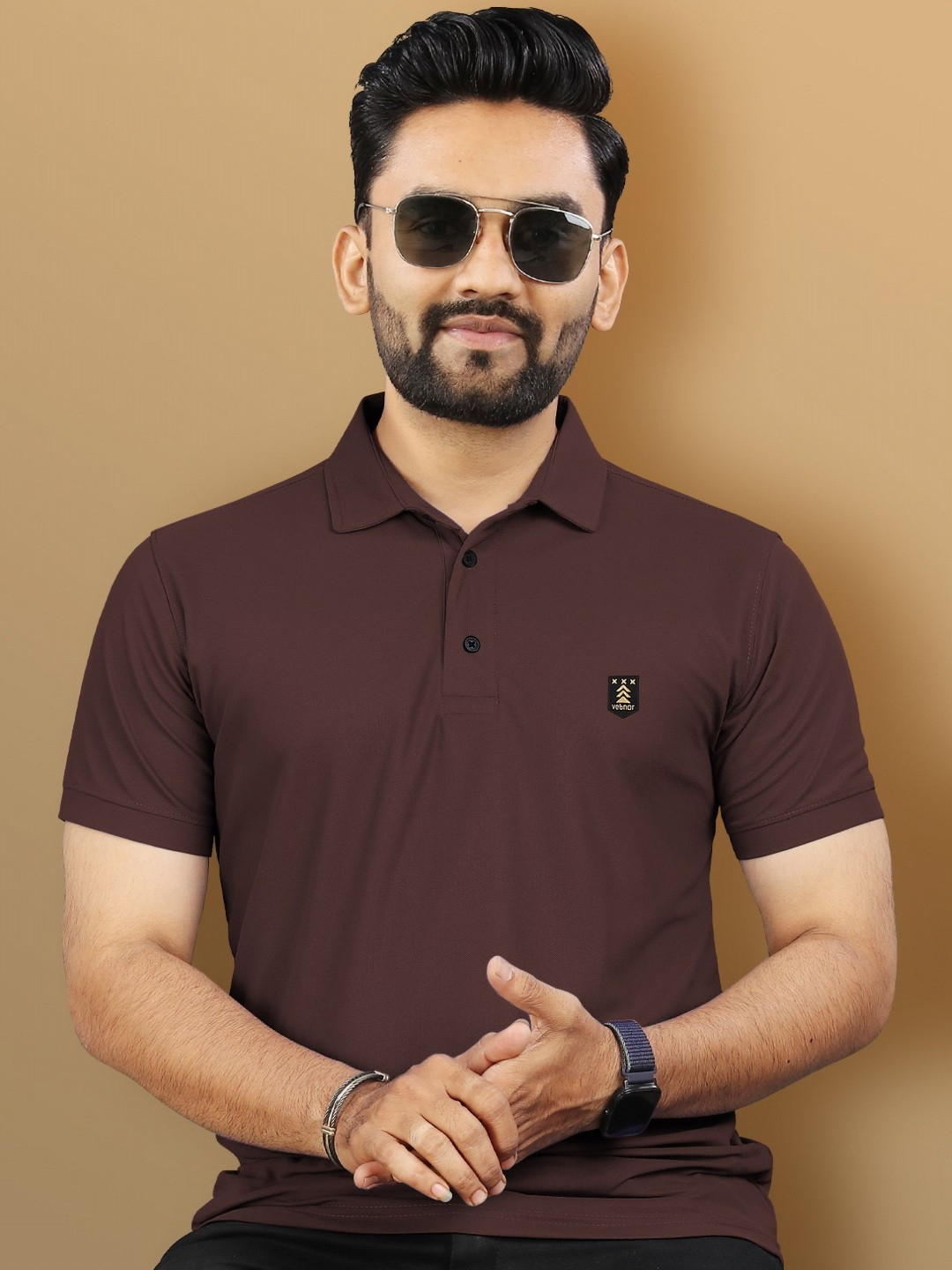 VeBNoR Men Polo Collar T-shirt