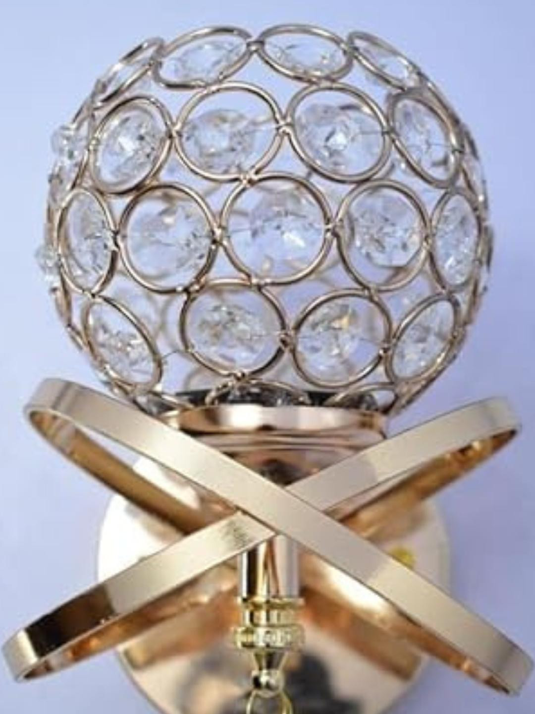 HomesElite Gold-Toned & White Textured Metal Spherical Shaped Wall Lamp