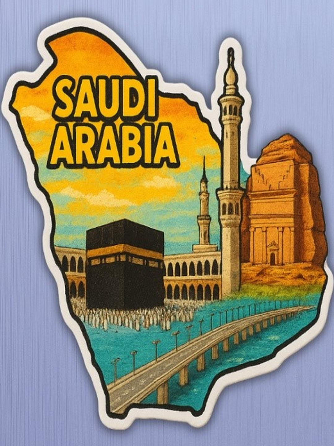 Saudi Arabia Country Theme Souvenir Wooden Refrigerator Stylish Fridge Magnet