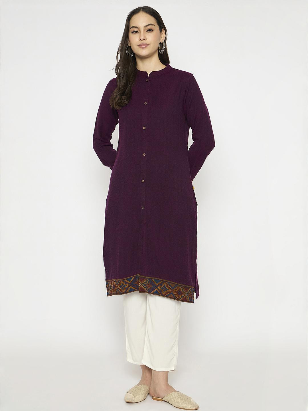 VIAZAA Women Maroon Kurtis