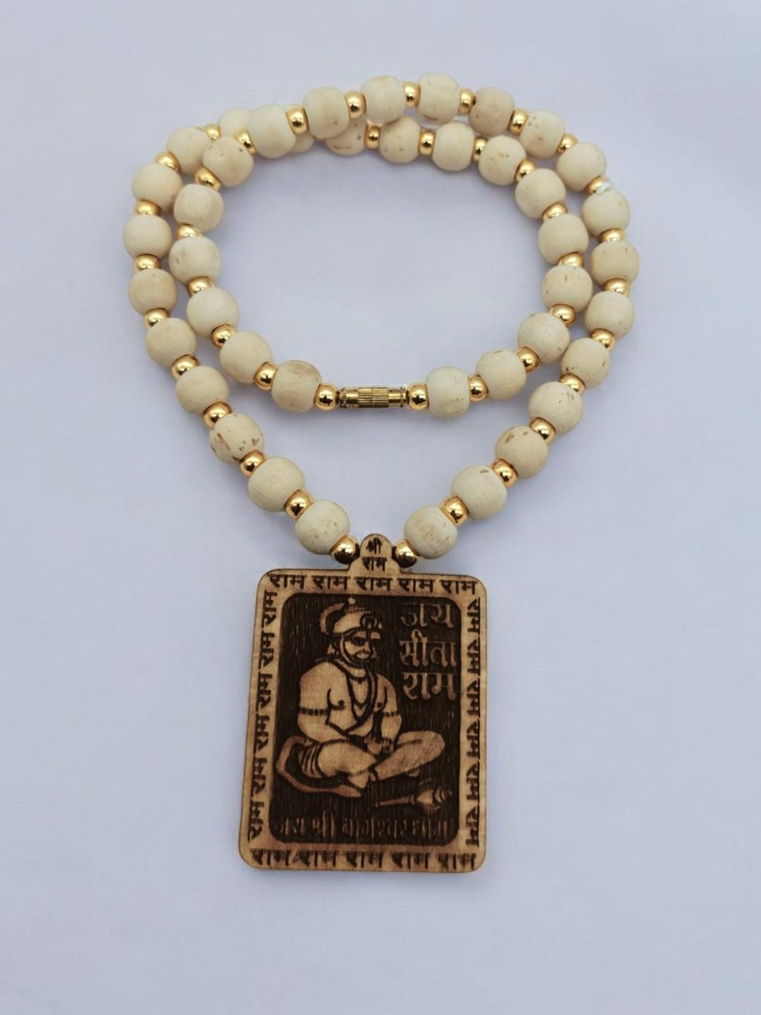 BRIJ HAAT Unisex Wooden Carving Hanuman ji Handcrafted Necklace