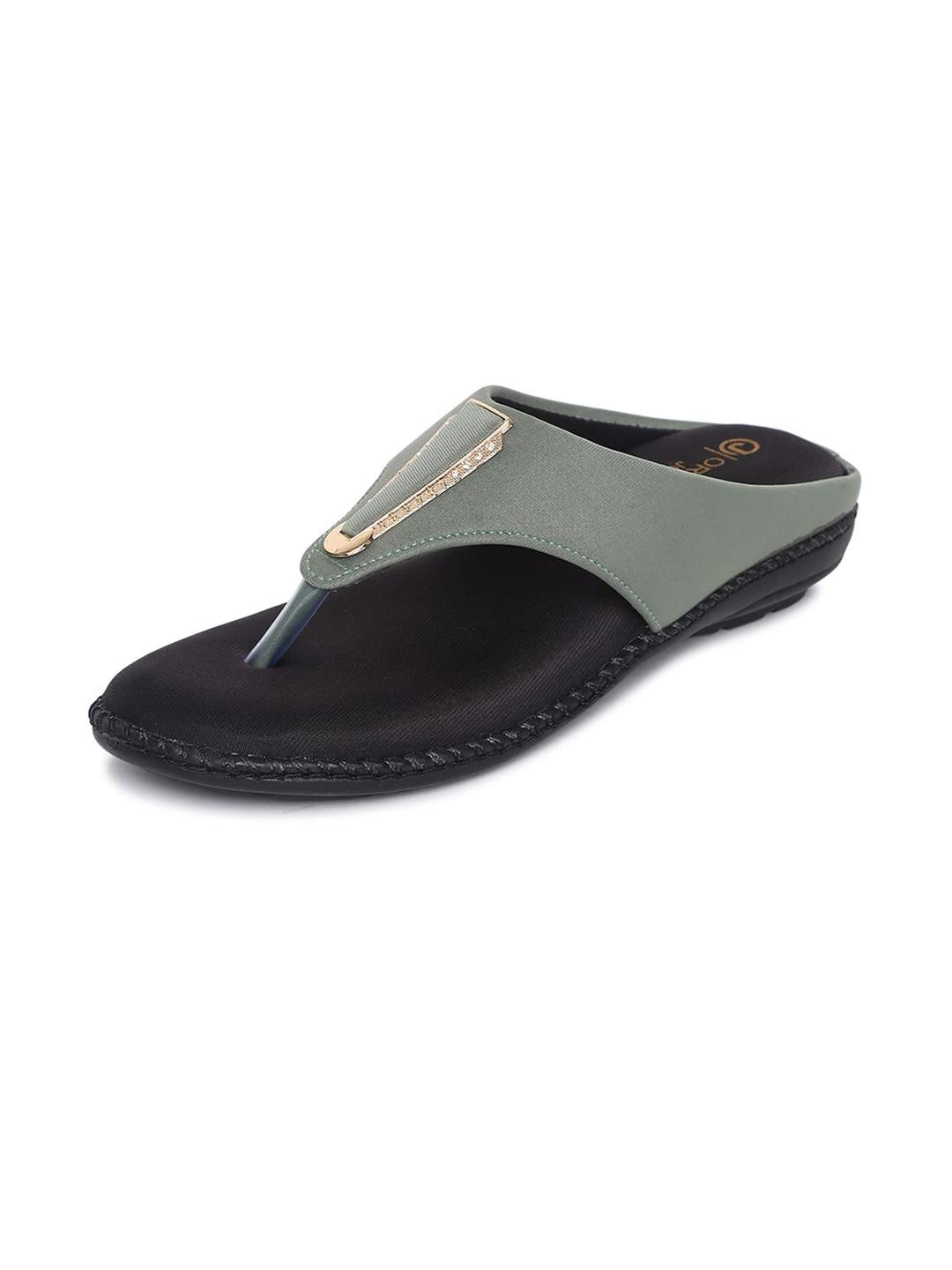 ORTHO JOY Green Synthetic Flip Flops