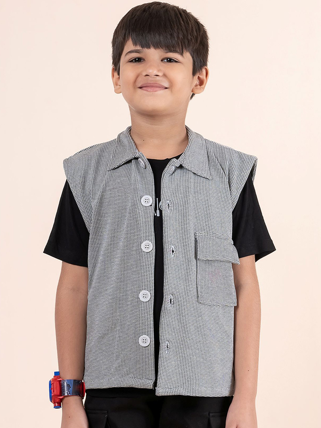 Taatoom Boys Spread Collar Checked Casual Tailored Jacket