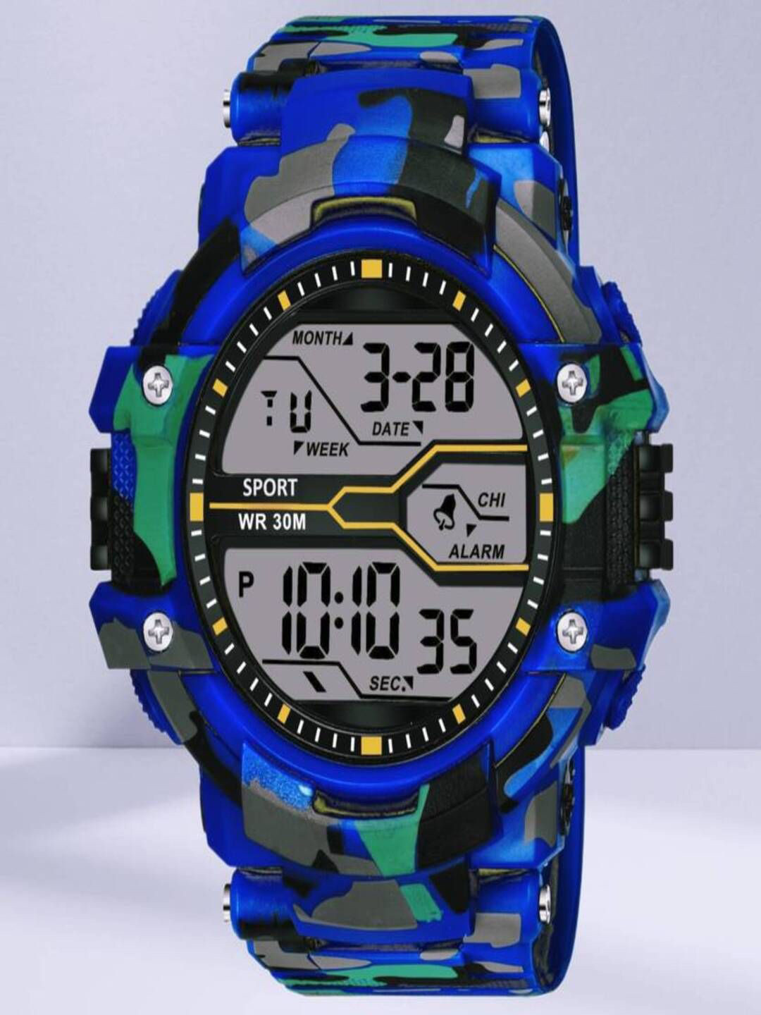 Hala Men Aluminium Dial & Textured Straps Digital Watch Blue-MILITARY-04