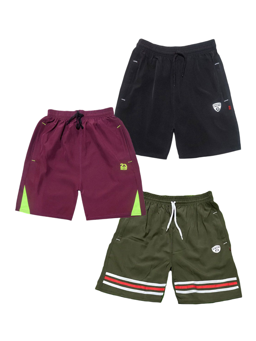 MANZON Kids Solid Regular Fit Mid-Rise Above Knee Sports Shorts