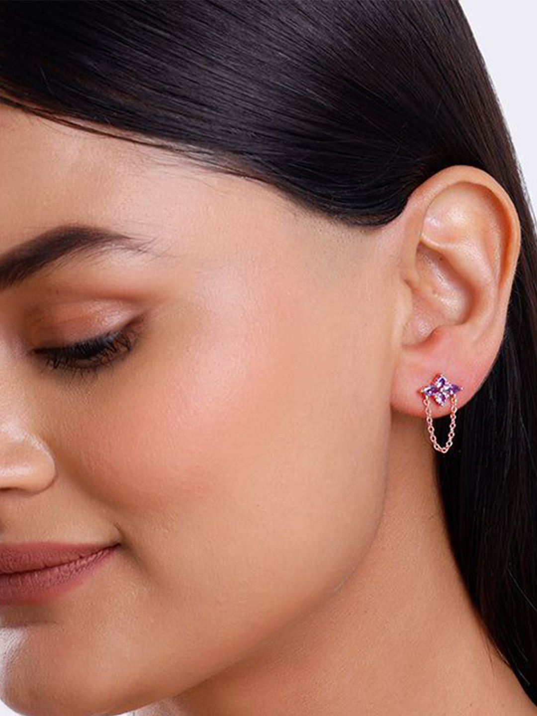 GIVA 925 Silver Rose Gold-Plated Floral Cassia Studs Ear Piercings