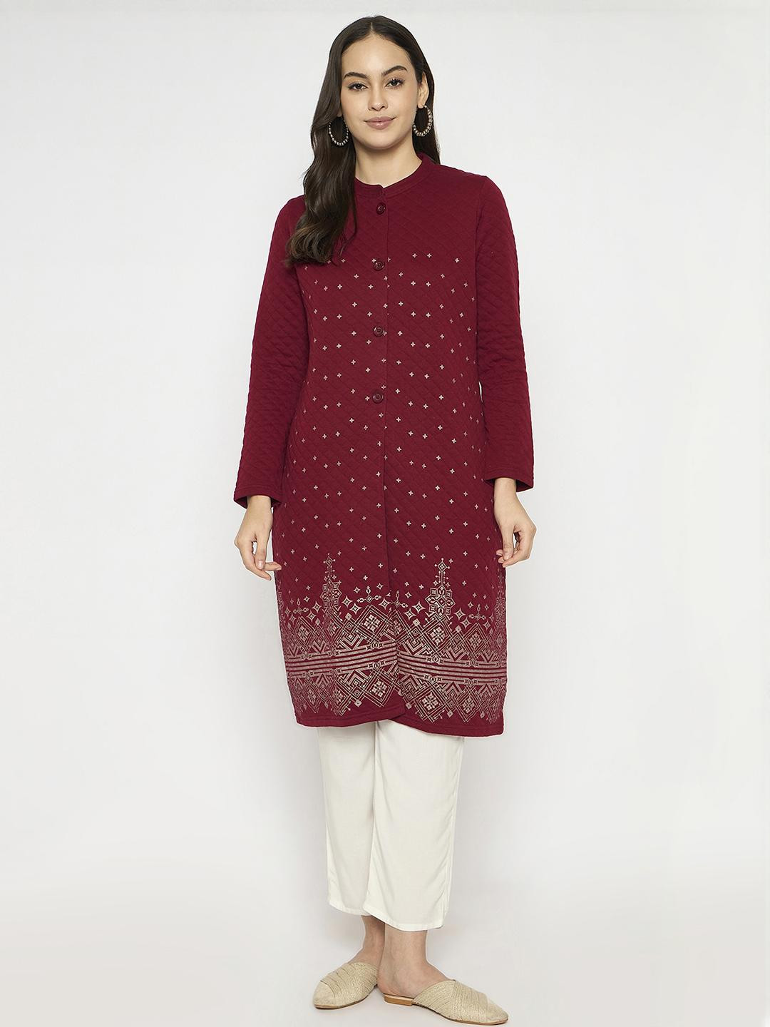 VIAZAA Women Maroon Kurtis