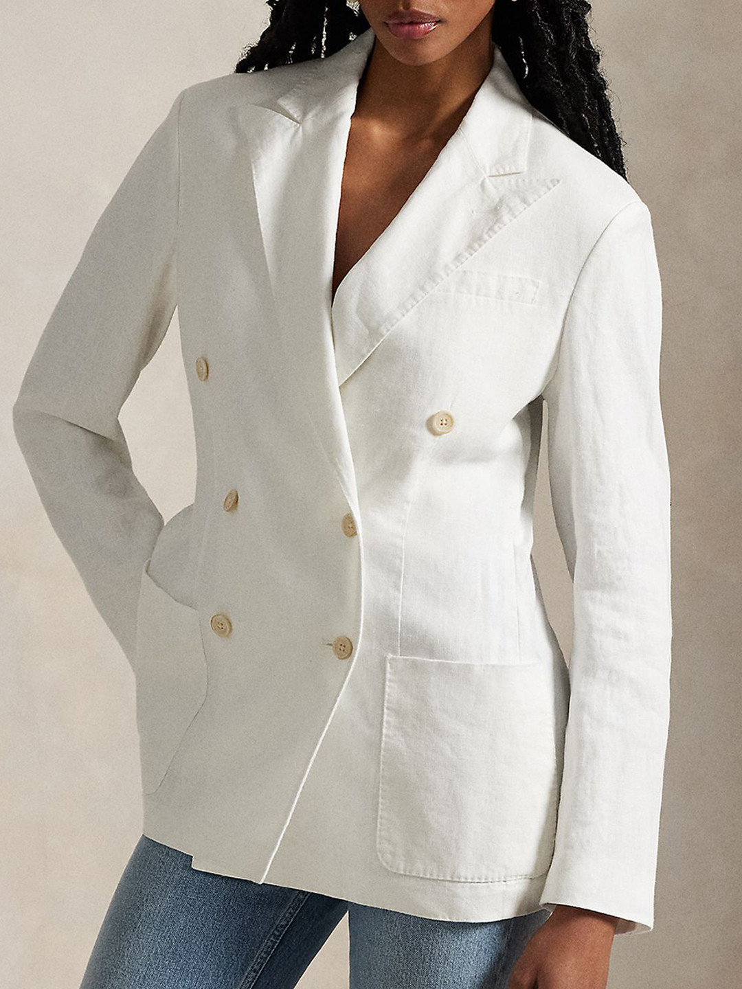 Polo Ralph Lauren Linen Slim-Fit Double-Breasted Formal Blazer