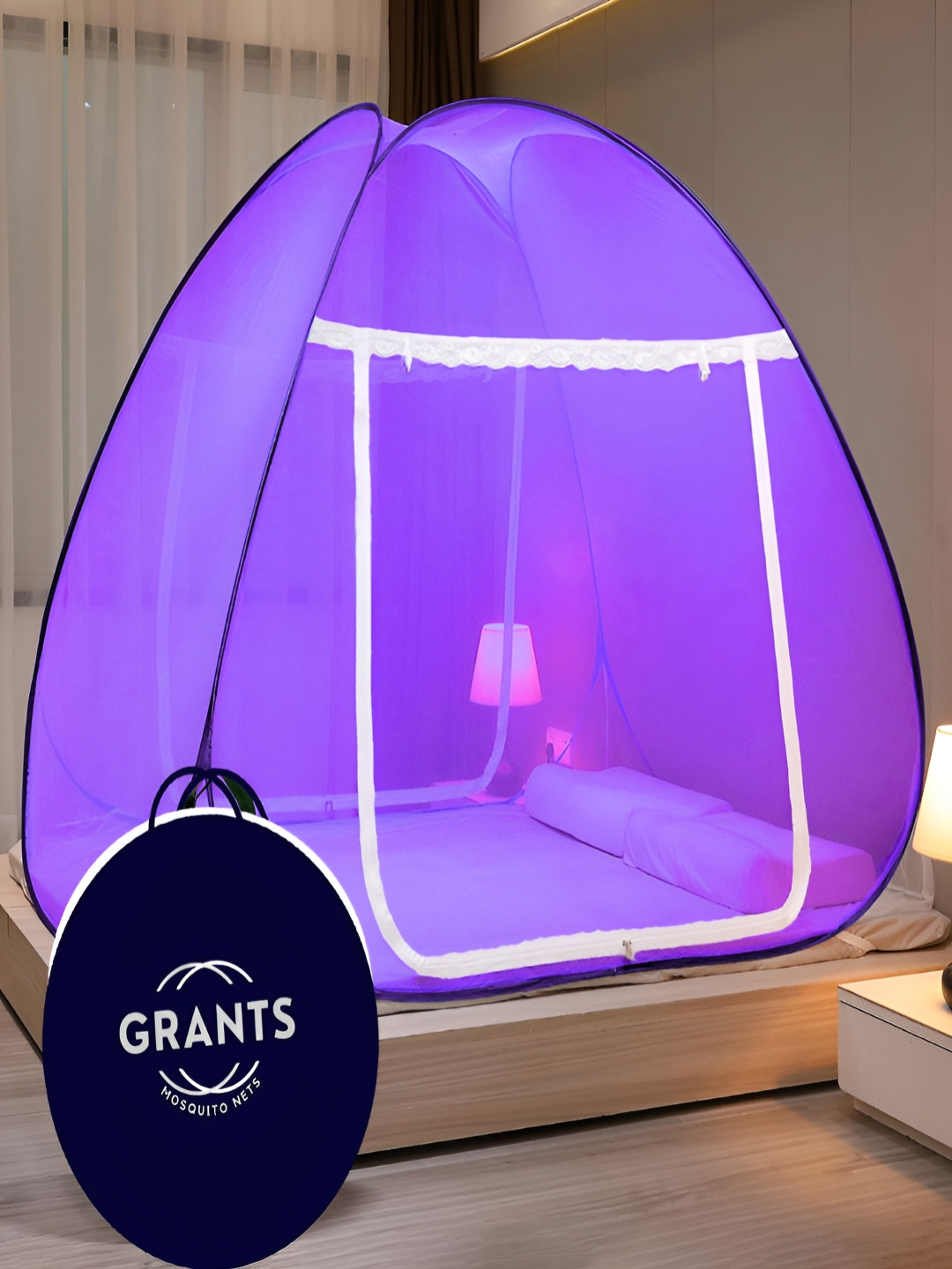 Grants Purple & White Queen Size Tent Mosquito Net