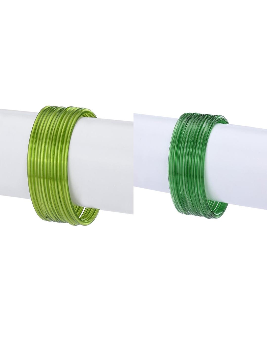 SOMIL Pack Of 24 Green And Dark Green Glass Bangles