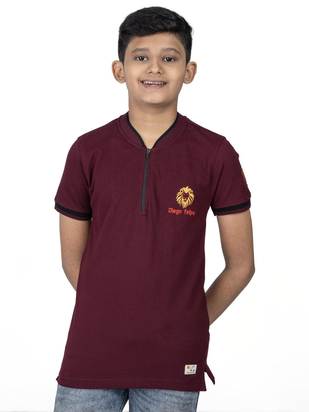 DIEGO FELIPE Boys Maroon Tshirts