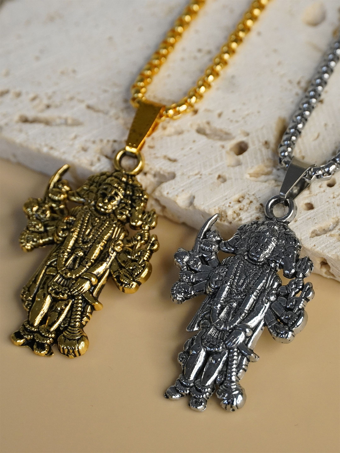 Japam Set Of 2 Panchmukhi Hanuman Ji Pendants With Chains