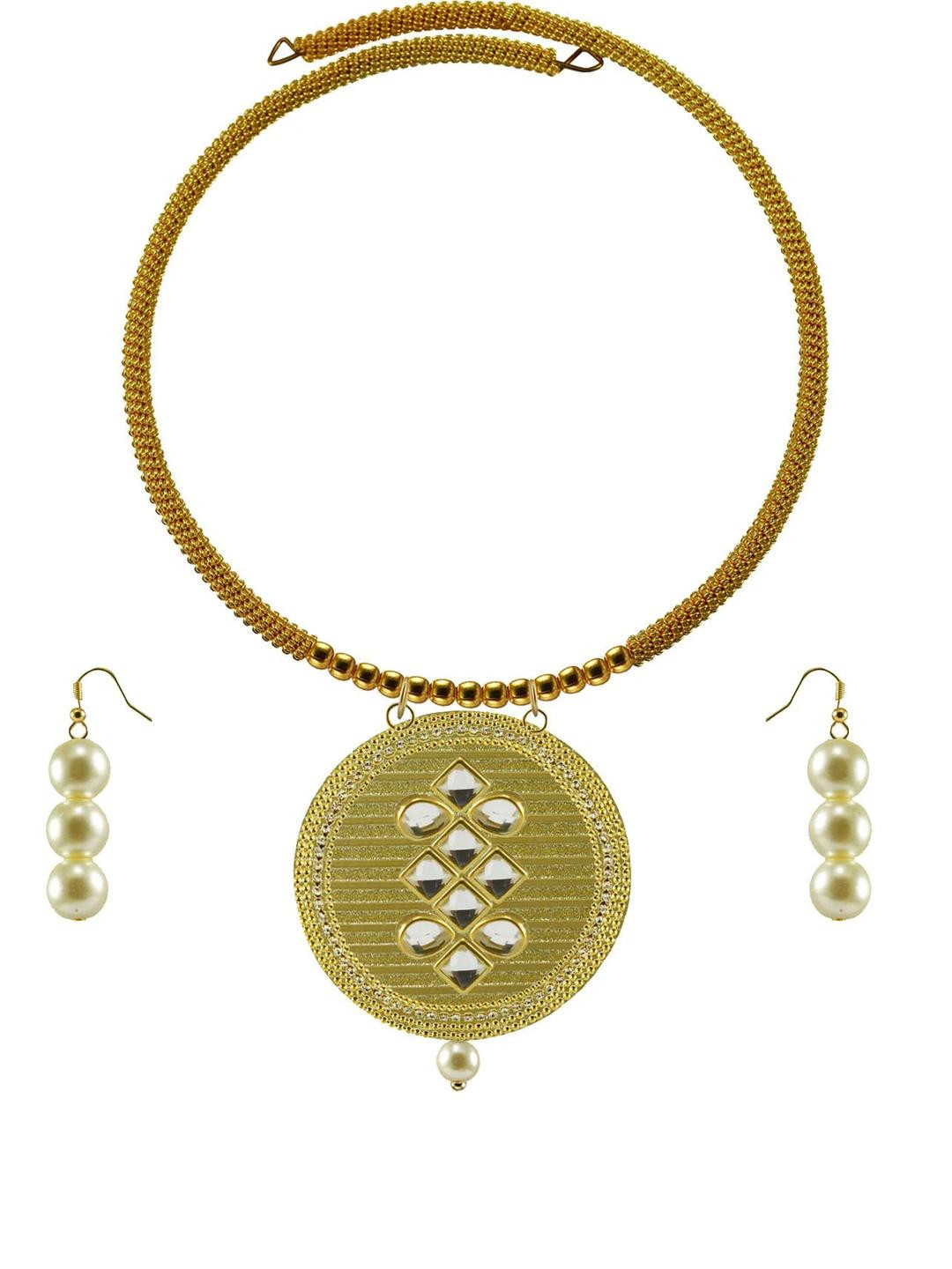 Vidhya Kangan Women Gold Toned Hasli Necklace Jewellery Set