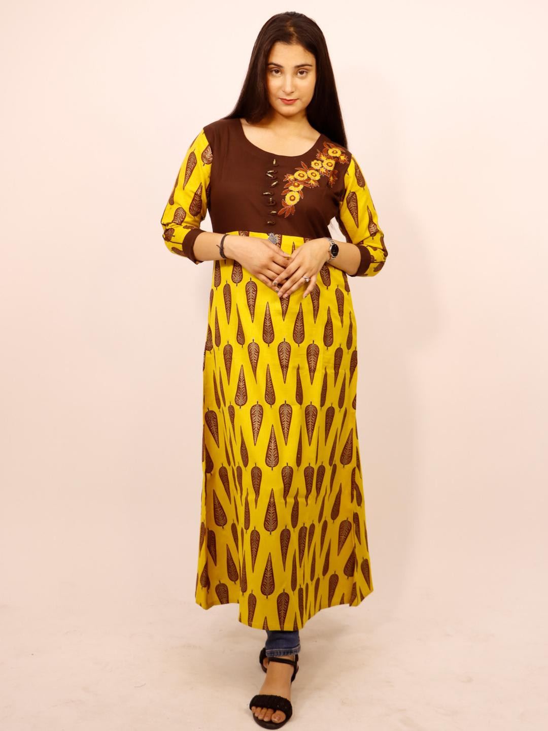 MODFUSE Women Yellow Kurtis