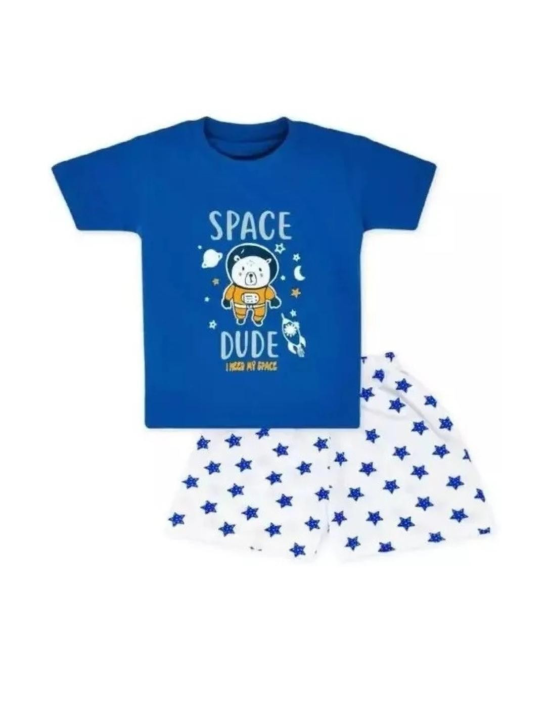 MUSNAH GARMENTS Blue Cotton Blend Clothing Set