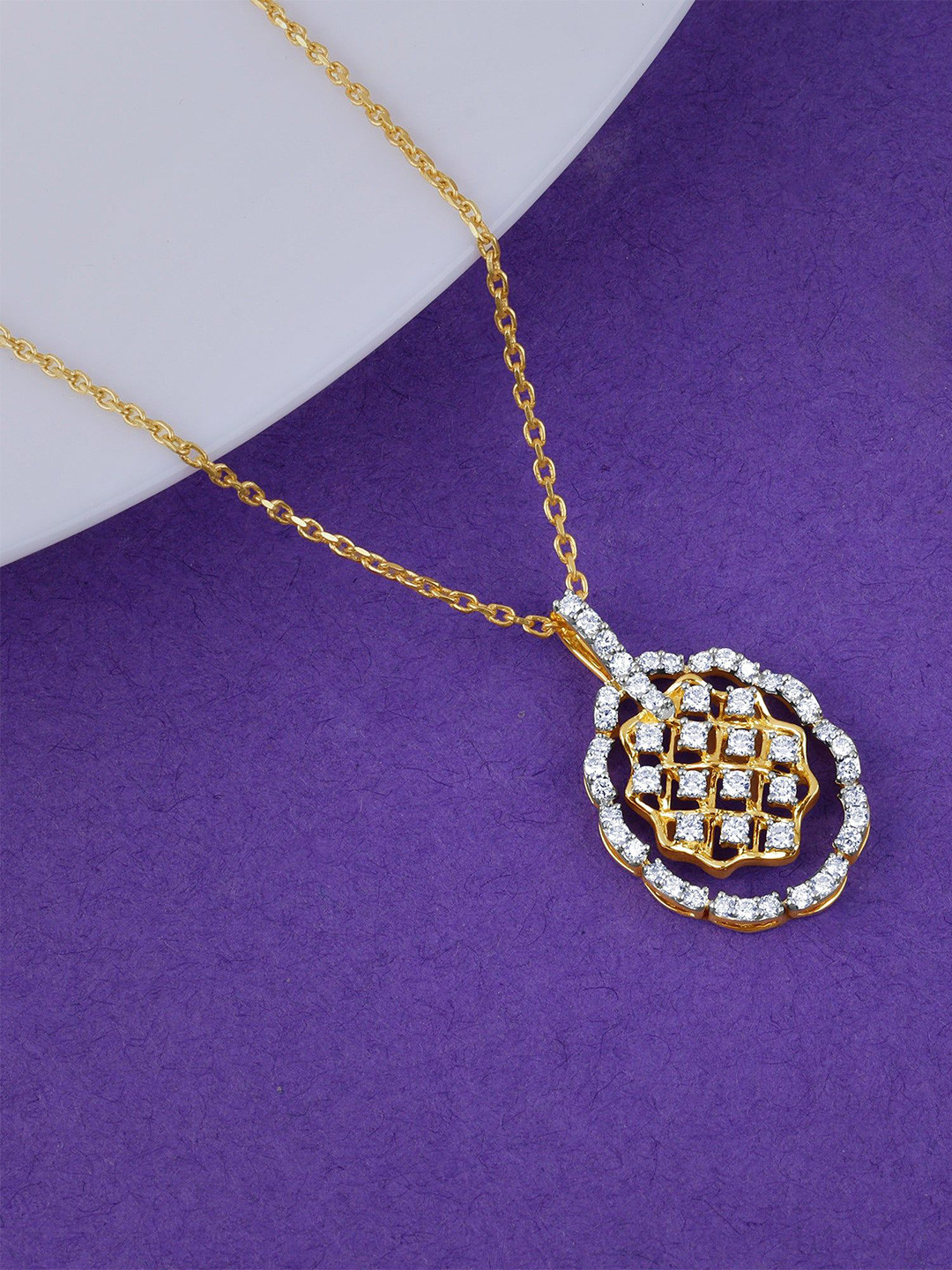 GIVA Gold Honeycomb Diamond Pendant