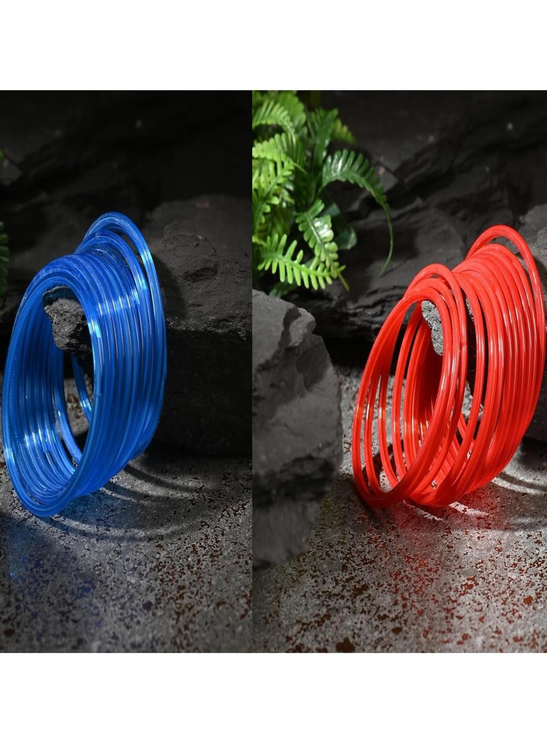 SOMIL Red & Blue Glass Bangle Set