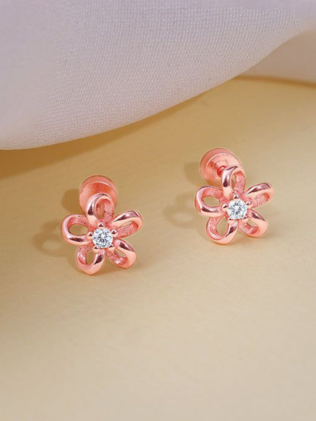 GIVA Zyra 925 Silver Rose Gold-Plated Floral Studs Earrings