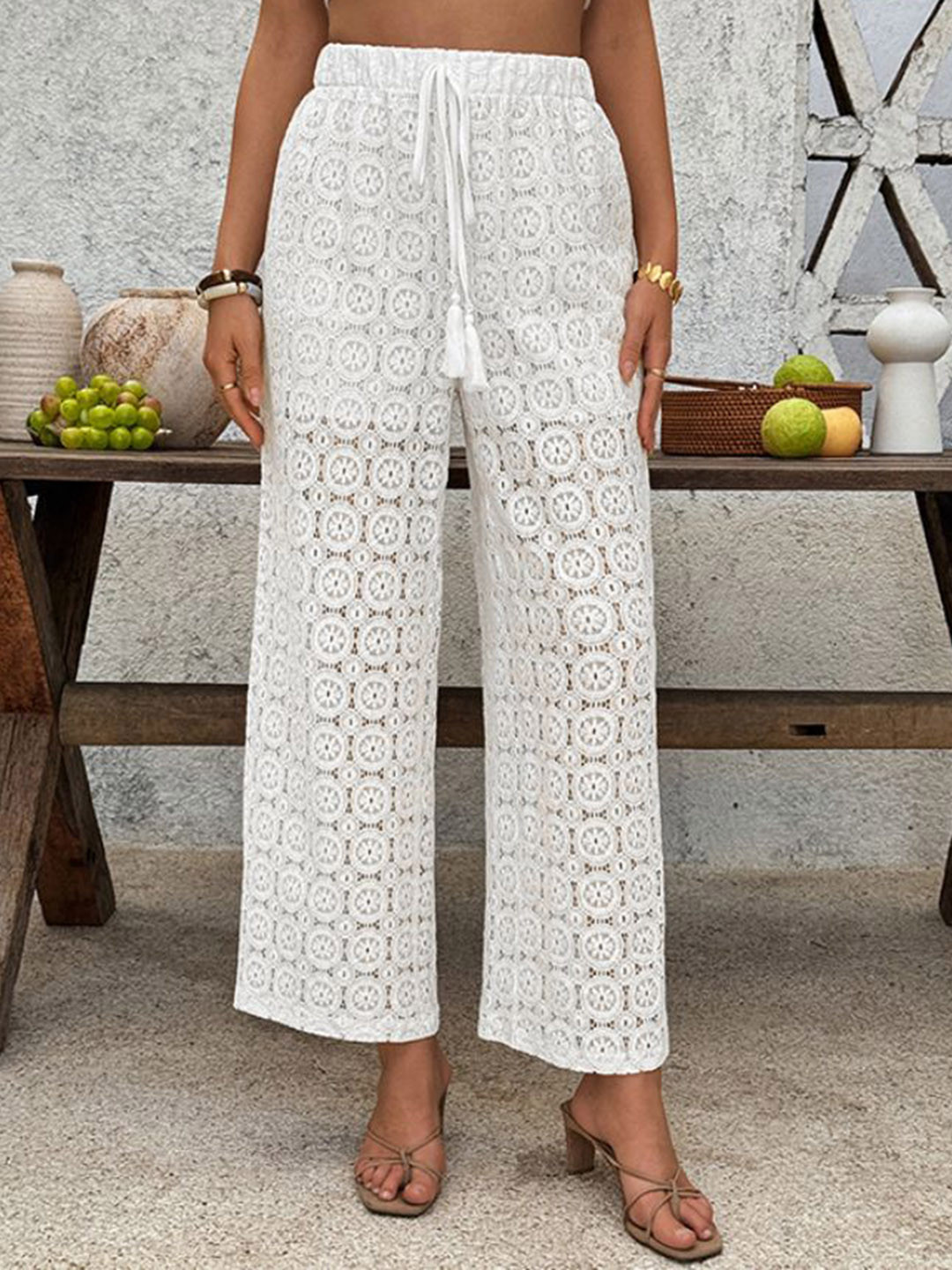 StyleCast Women Geometric High-Rise Wide Leg Trouser