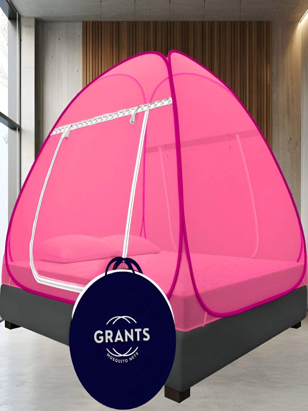 Grants Pink & White Queen Size Tent Mosquito Net