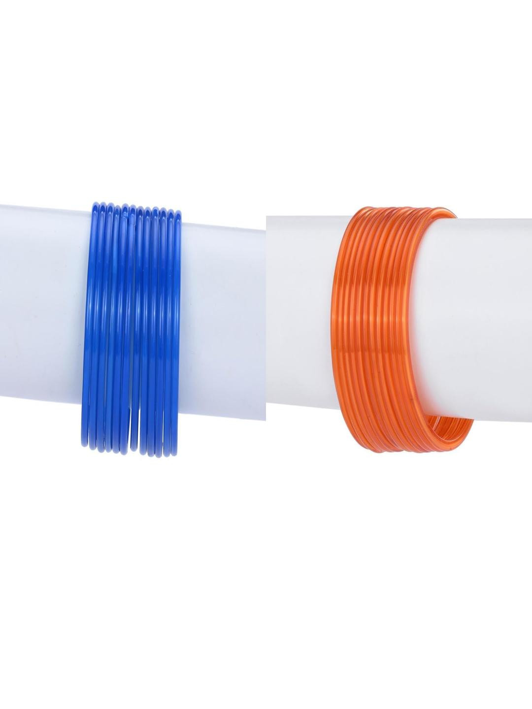 1ST TIME 24 Pcs Blue and Orange Glass Bangles