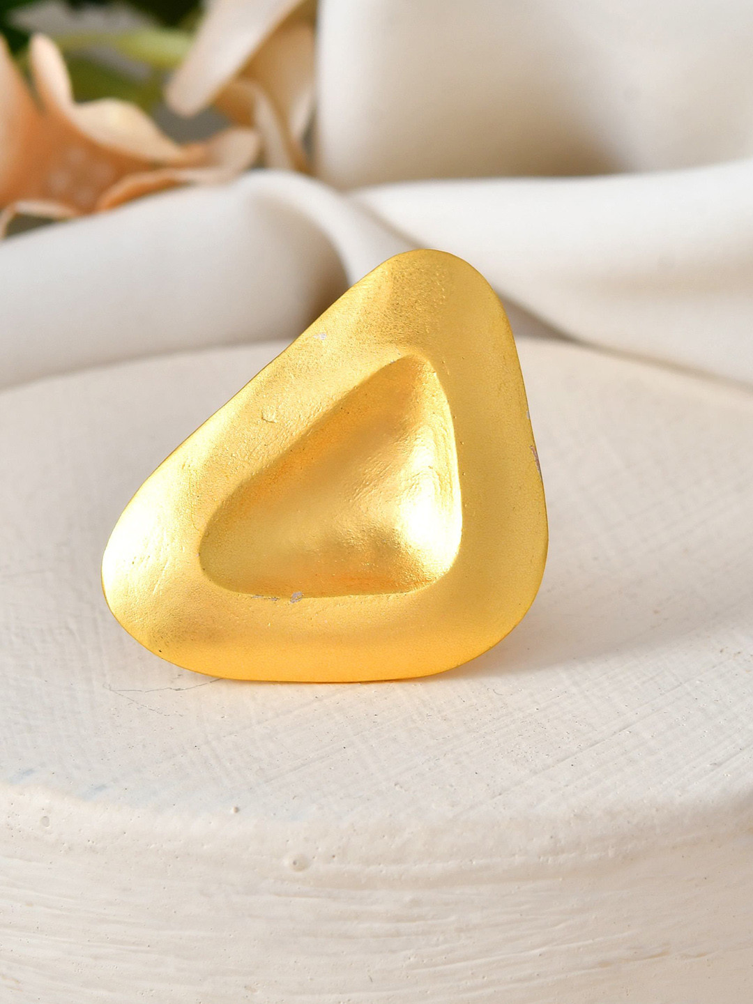 VOJ 18K Gold-Plated Geomatical Shaped Big Adjustable Ring