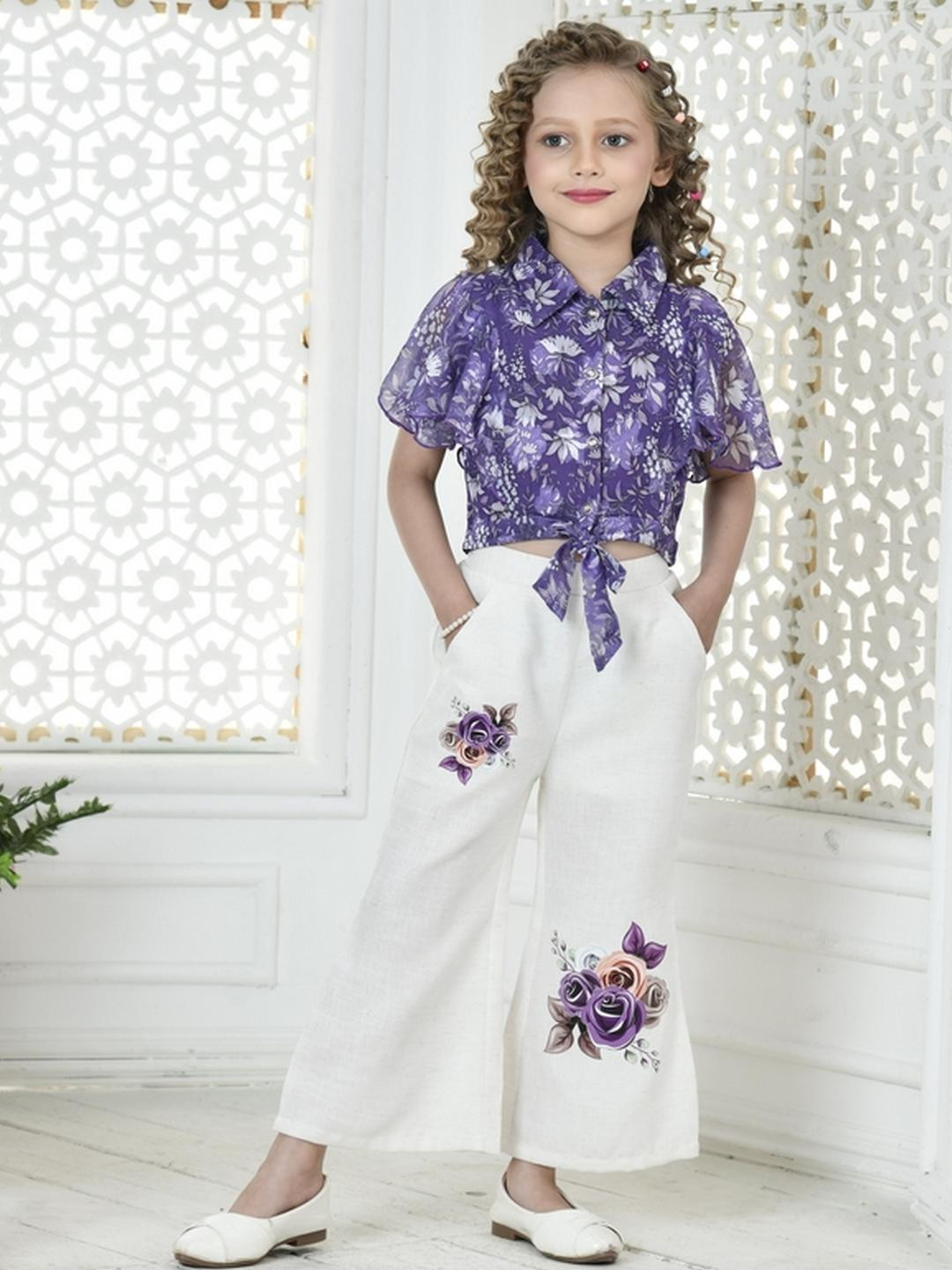 Be Kids Purple Cotton Blend Clothing Set