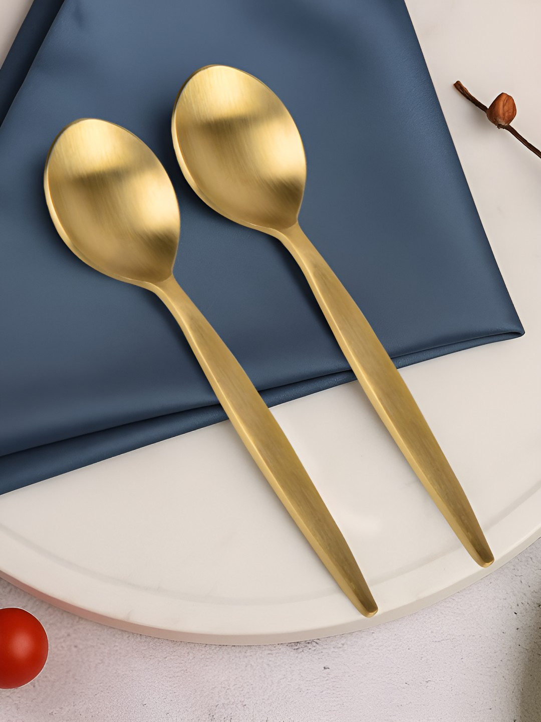 StyleMyWay 2 Pcs Brass Matte Finish Table Spoons
