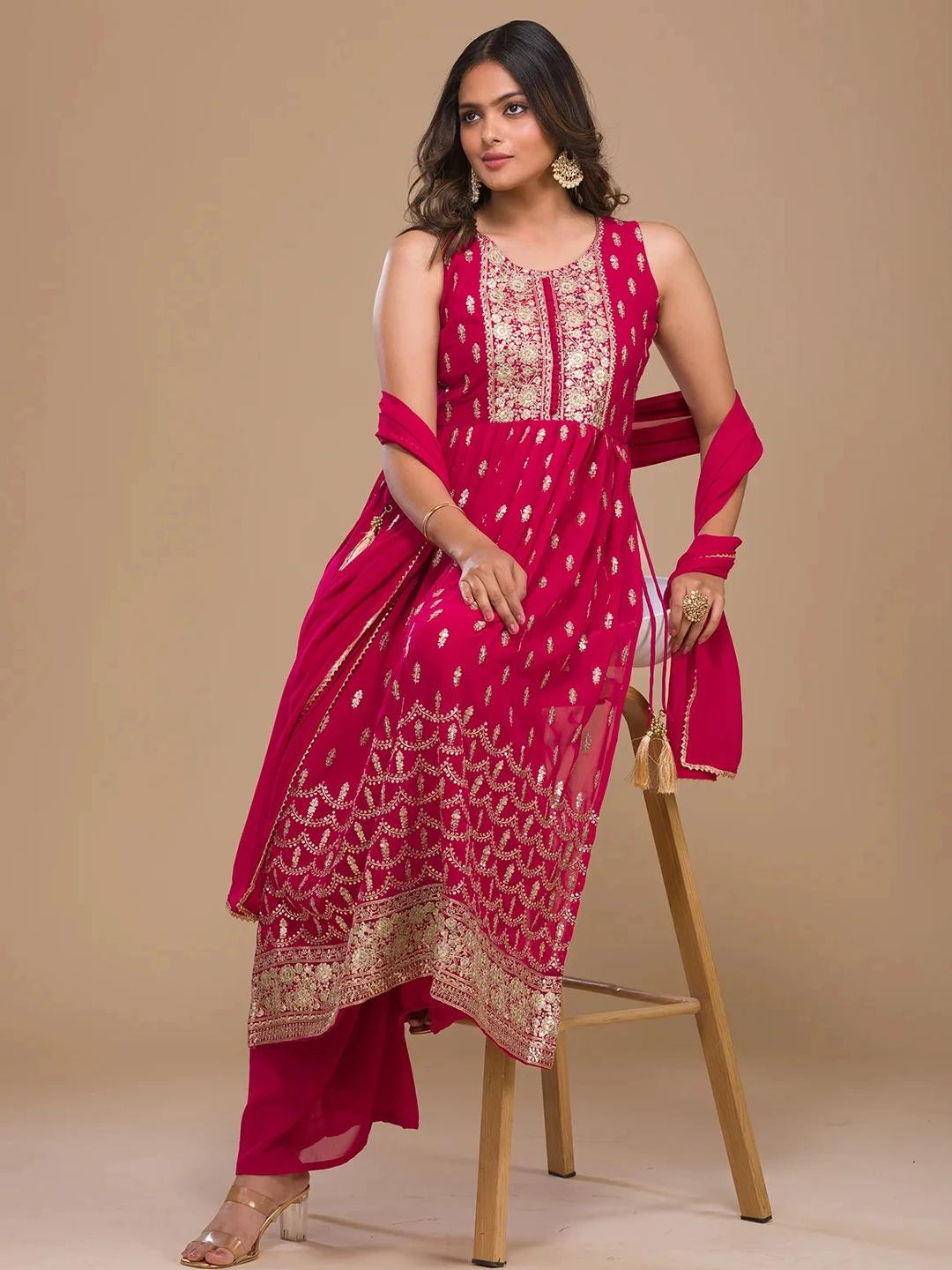 Xomantic Fashion Pink Georgette Kurta Sets