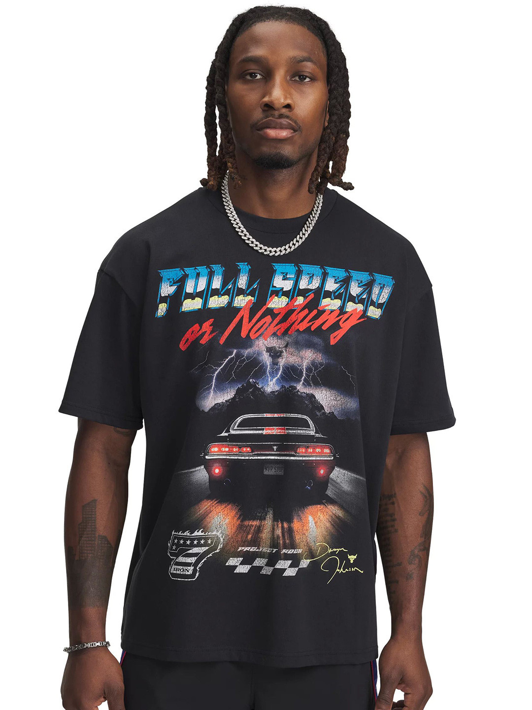 UNDER ARMOUR Project Rock Printed Heavyweight Men Graphic Printed  Cotton T-Shirt