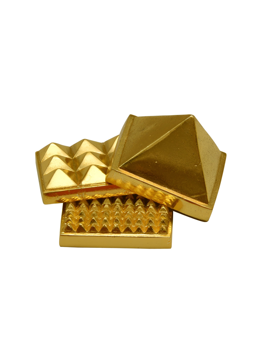 VASTU ART Beige Metal 3-Layer 91 Pyramid For Good Luck & Harmony