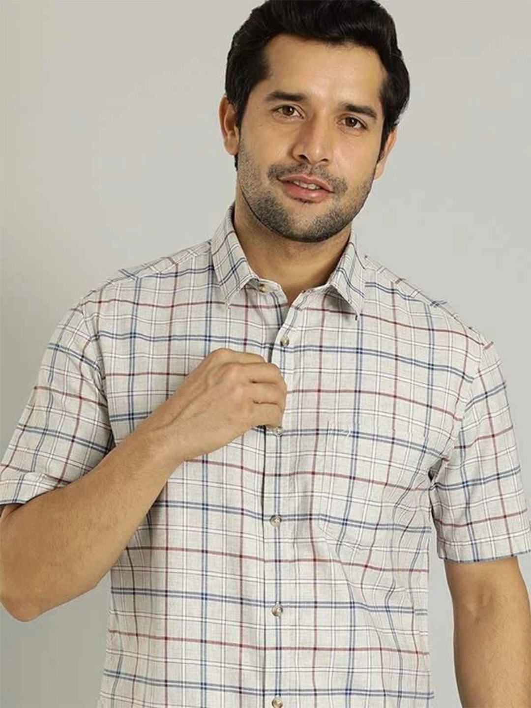 Indian Terrain Men Other Checks Checked Slim Fit Regular Cotton Shirt